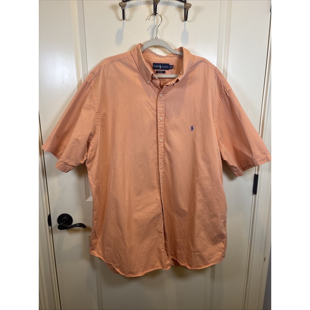Ralph Lauren Blake  Size 3XLT Tall Peach Cotton Short Sleeve Button Down Shirt